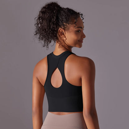 High-Impact Seamless Sports Bra with Racerback Design - 3 Colors Available