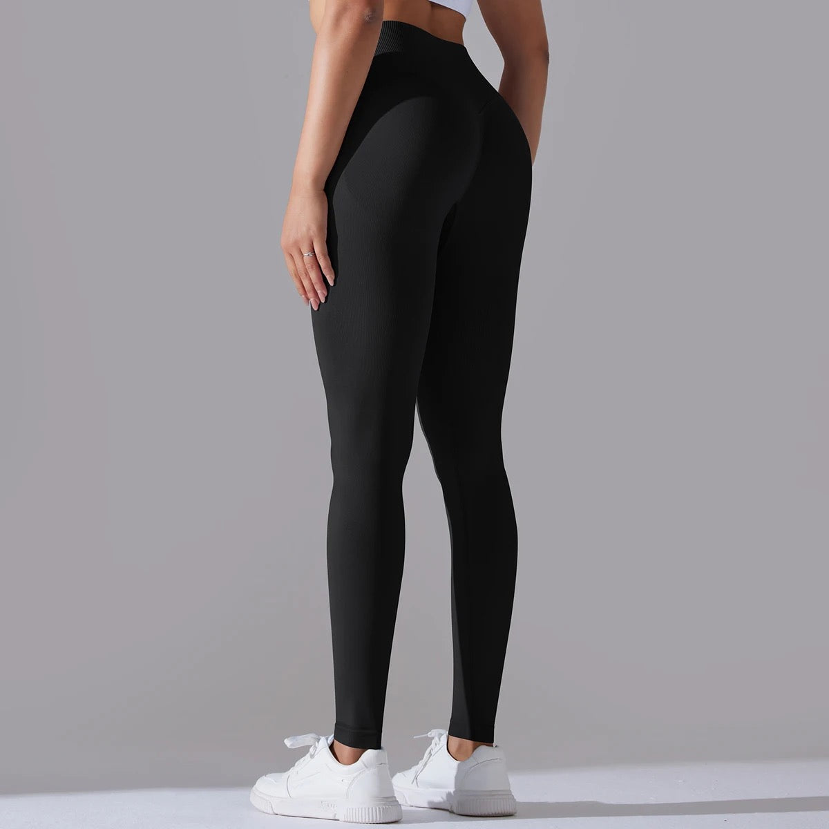 High Waist Crossover Seamless Ankle Length Leggings