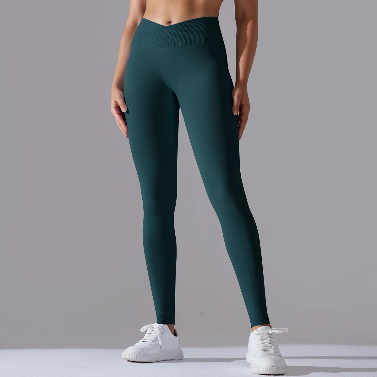 High Waist Crossover Seamless Ankle Length Leggings