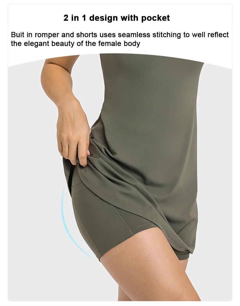 Women's 2-in-1 Tennis Dress with Built-In Shorts