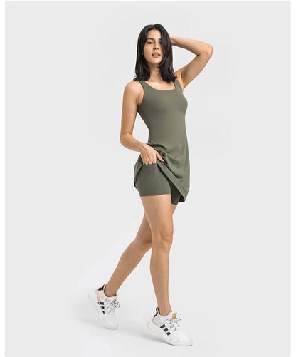 Women's 2-in-1 Tennis Dress with Built-In Shorts