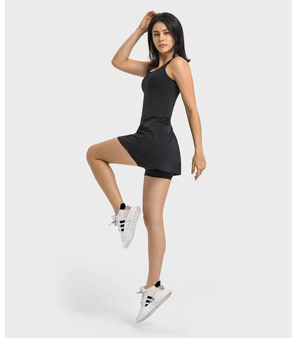 Women's 2-in-1 Tennis Dress with Built-In Shorts