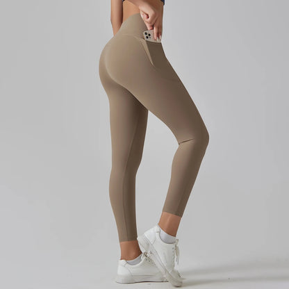 Black Ankle-Length Leggings with Pocket