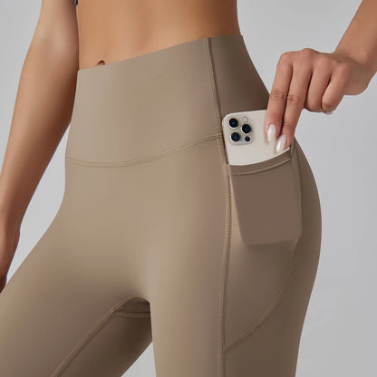 White High-Waist Ankle-Length Pocket Leggings