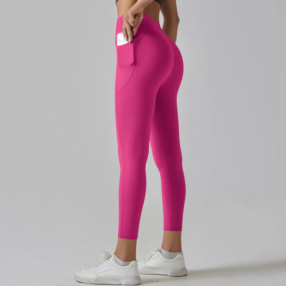 Cocoa Colour Ankle-Length Leggings with Pocket