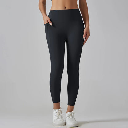 White High-Waist Ankle-Length Pocket Leggings