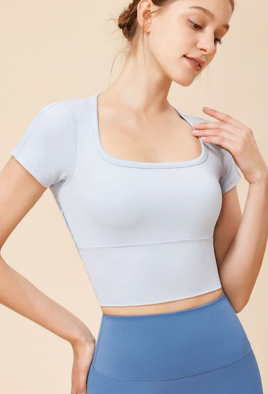 Light blue sports crop top
