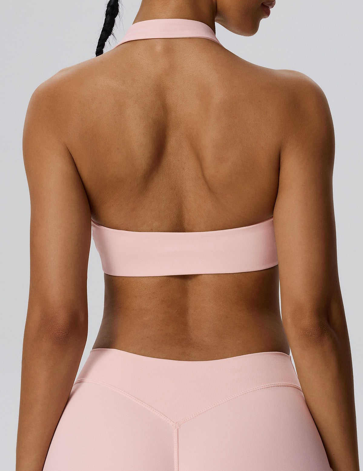 Low medium impact halter sports bra open back