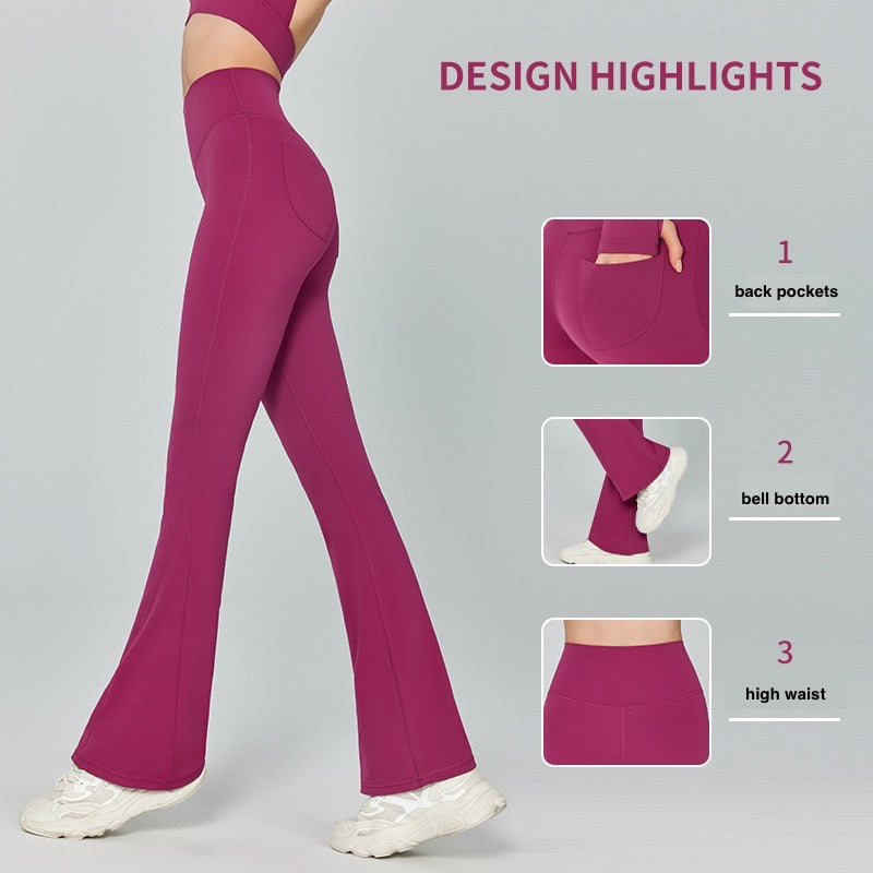 Red Pilates flare pants with pockets