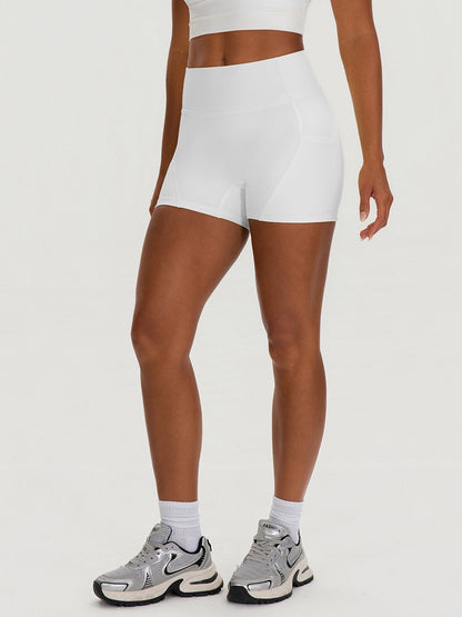 white  Quick dry active pocket shorts for women