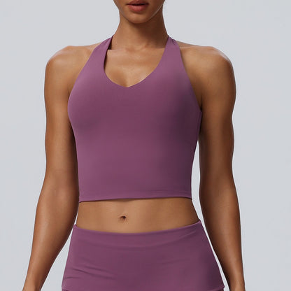 Removable padded halter neck yoga tank top