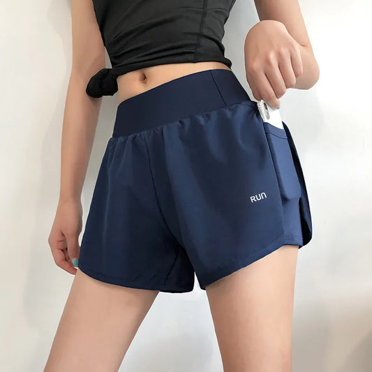 Women's 2-in-1 Quick-Dry Running Shorts with Pockets