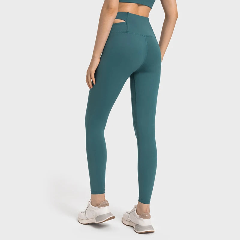 Sleek Crossover Waist Ankle Leggings with Hidden Pocket