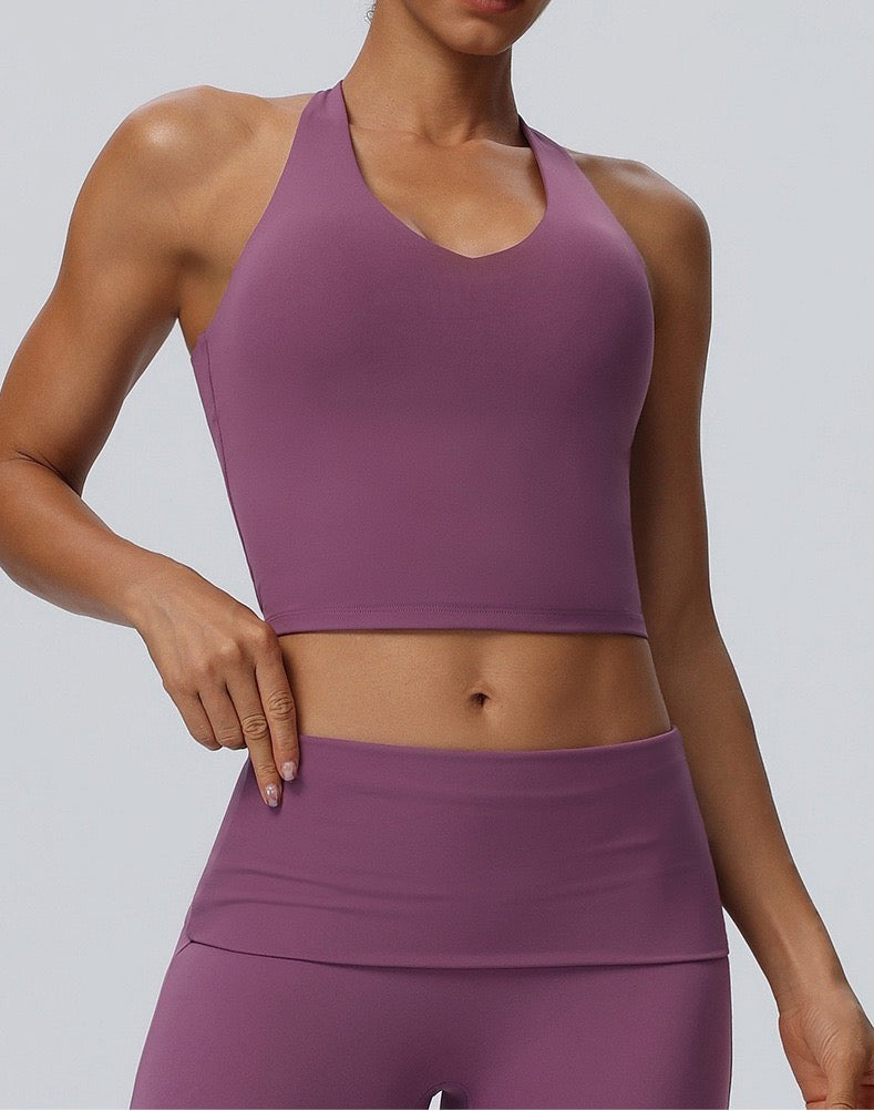 purple yoga crop top to match high waisted leggings