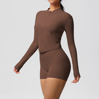 Slim fit zip-up gym top for ladies