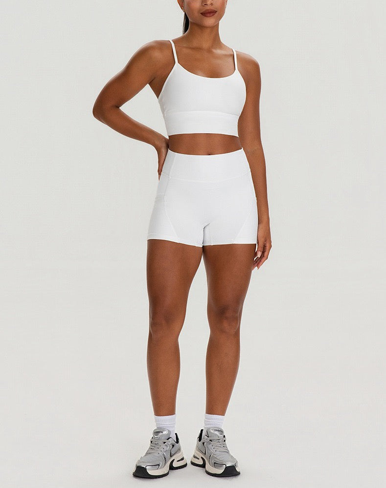 Soft skin-friendly women fitness training shorts white color