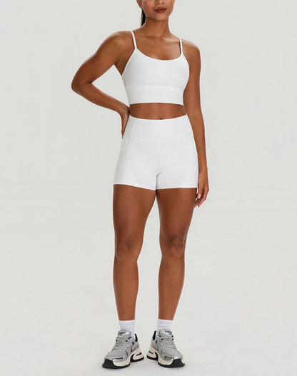 Soft skin-friendly women fitness training shorts white color