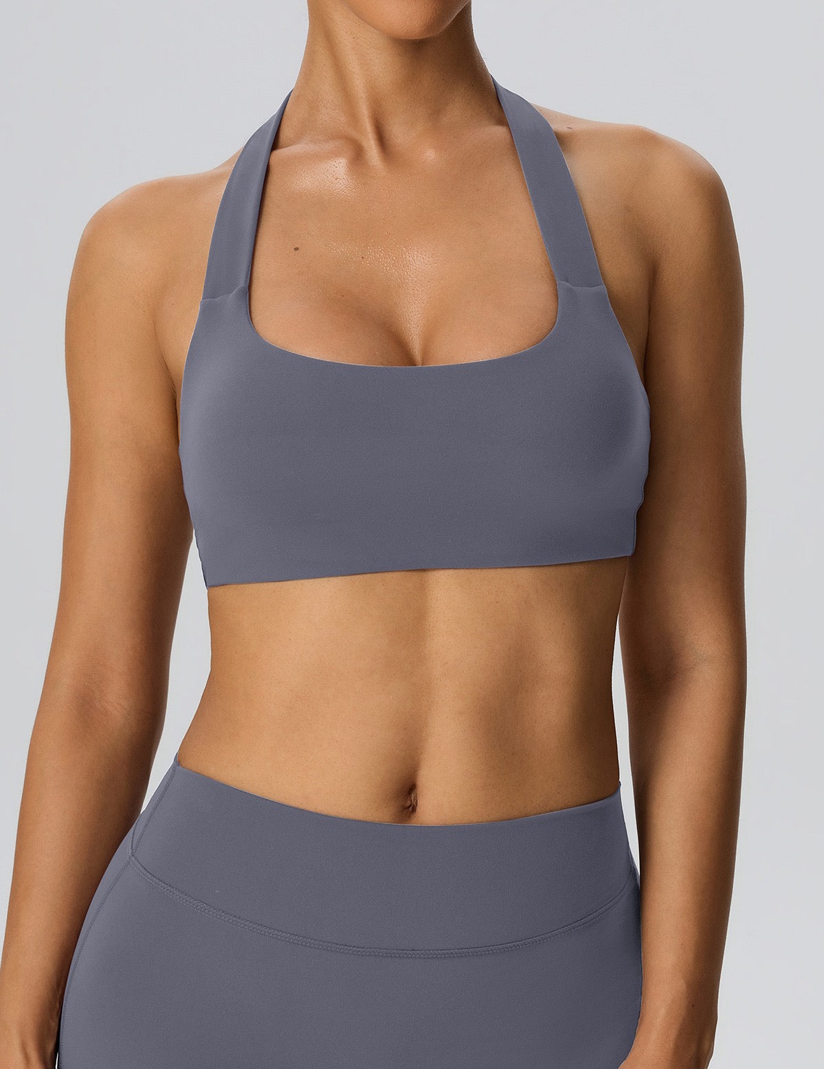Square neck halter workout bra for pilates