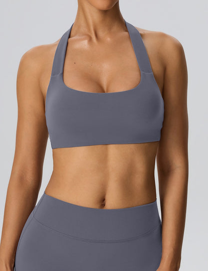 Square neck halter workout bra for pilates