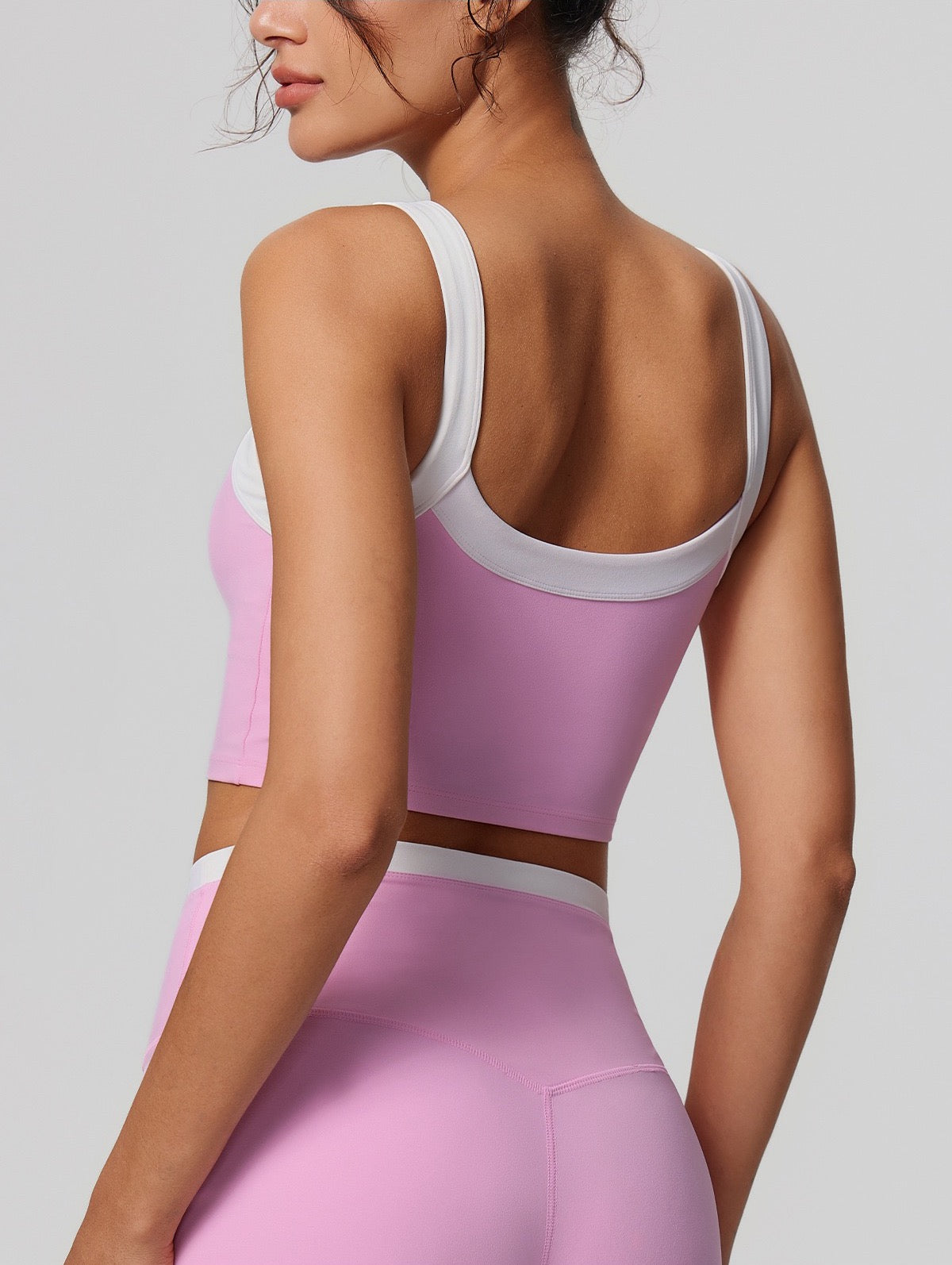 pink U back crop top