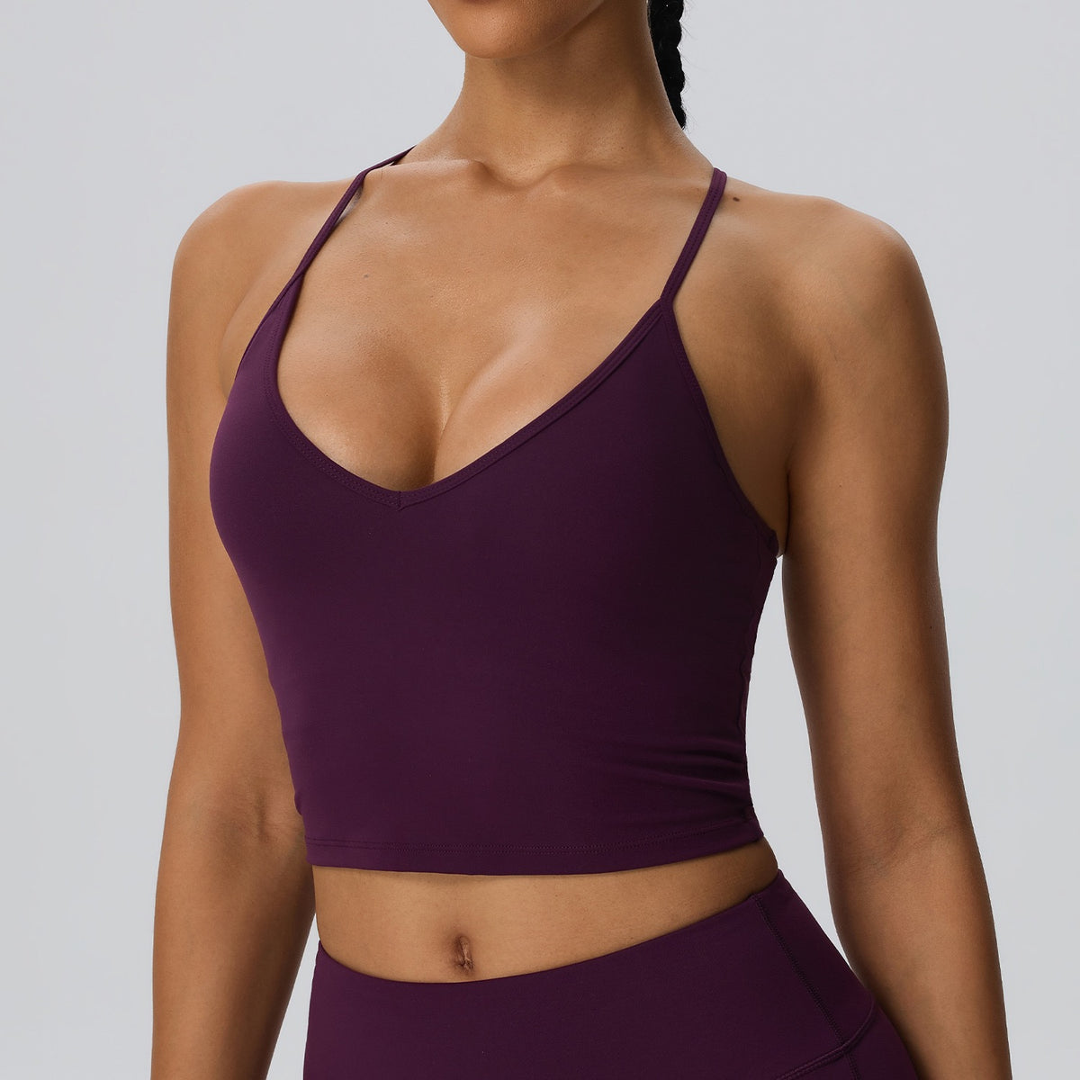 V Neck Cropped Yoga Tank Top