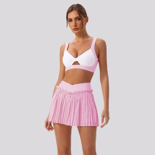 pink V waist tennis skirt