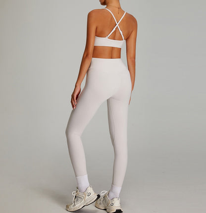 White Crossover Waist Leggings