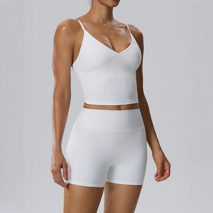 White yoga bra with removable cups
