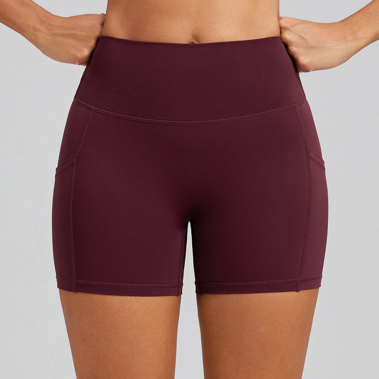 Wine red workout shorts