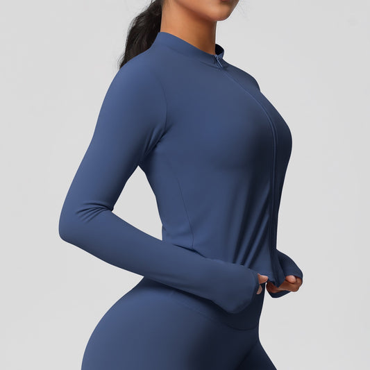 Women_s athletic zip front top