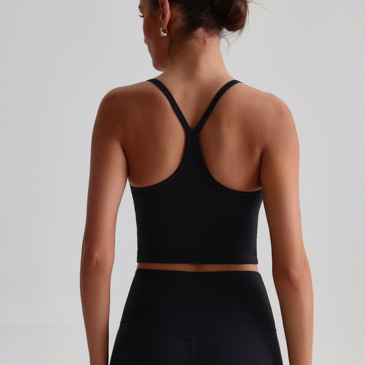 Y-back sports bra tank top black