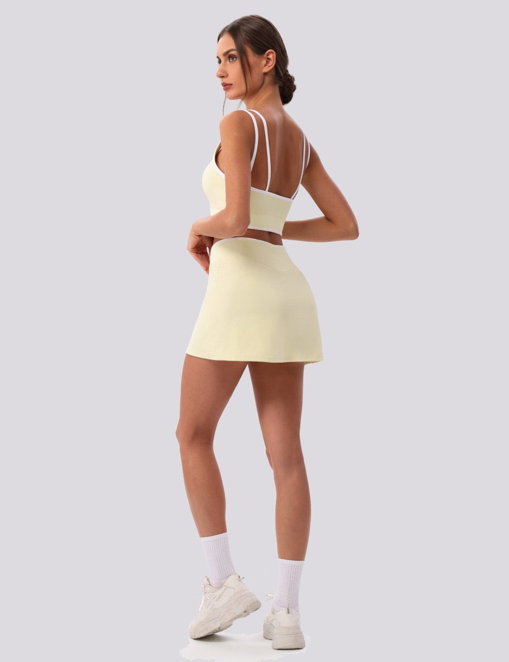 Yellow workout bra women