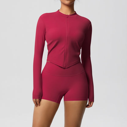 Zip-front gym top for women