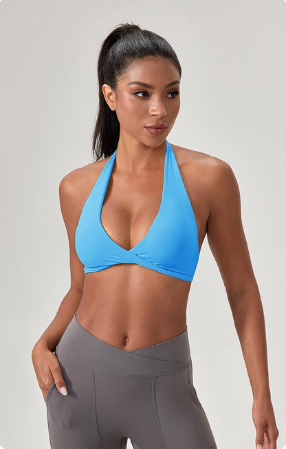 blue activewear bra for yoga 