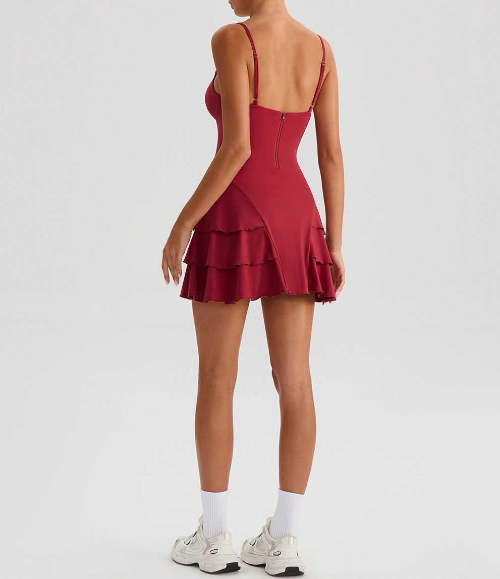 adjustable strap mini dress