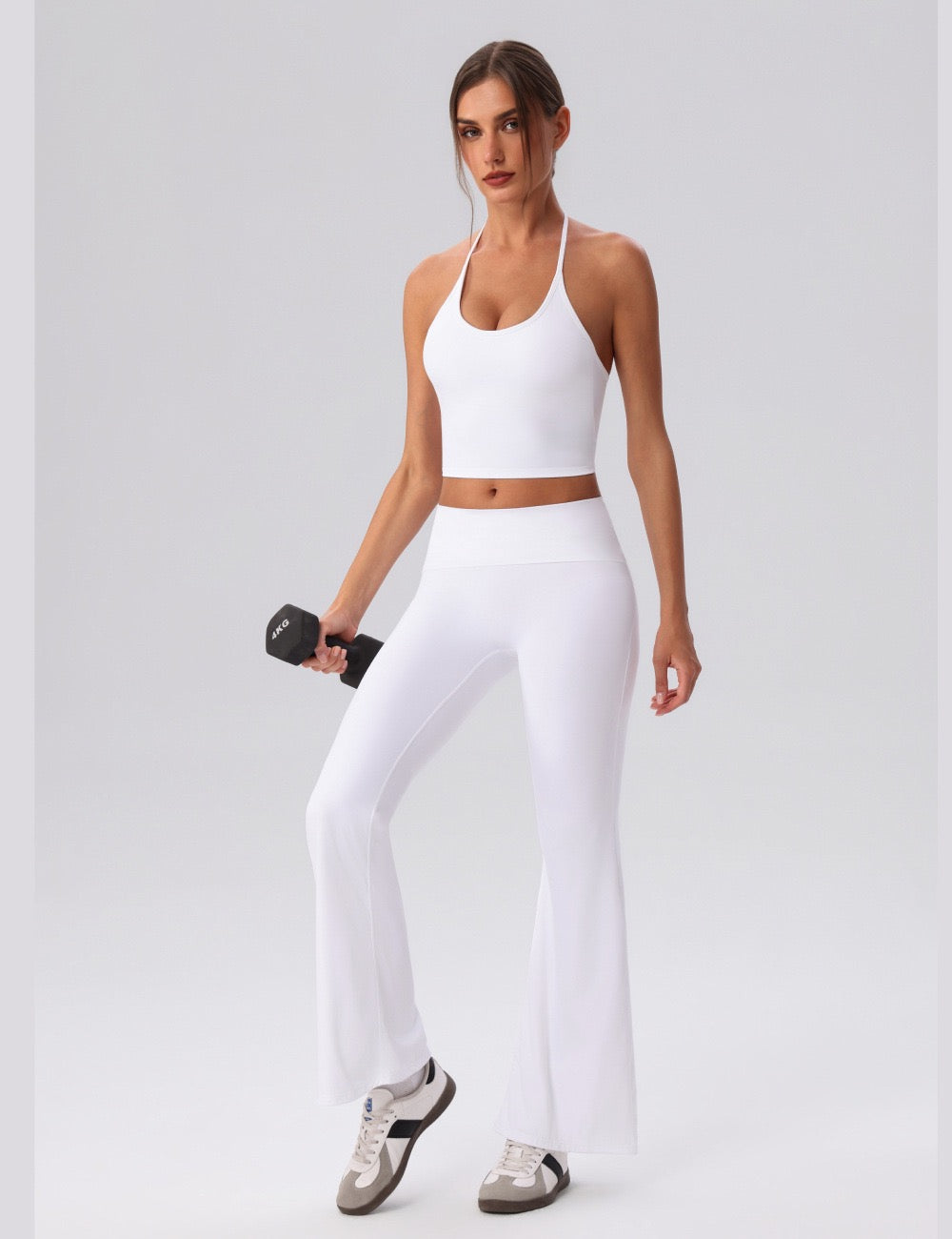 aesthetic gym wear halter top white