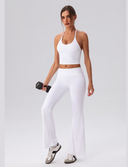 aesthetic gym wear halter top white