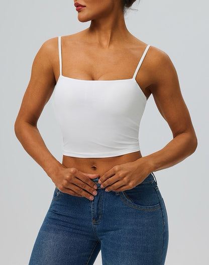 white soft stretch yoga cami