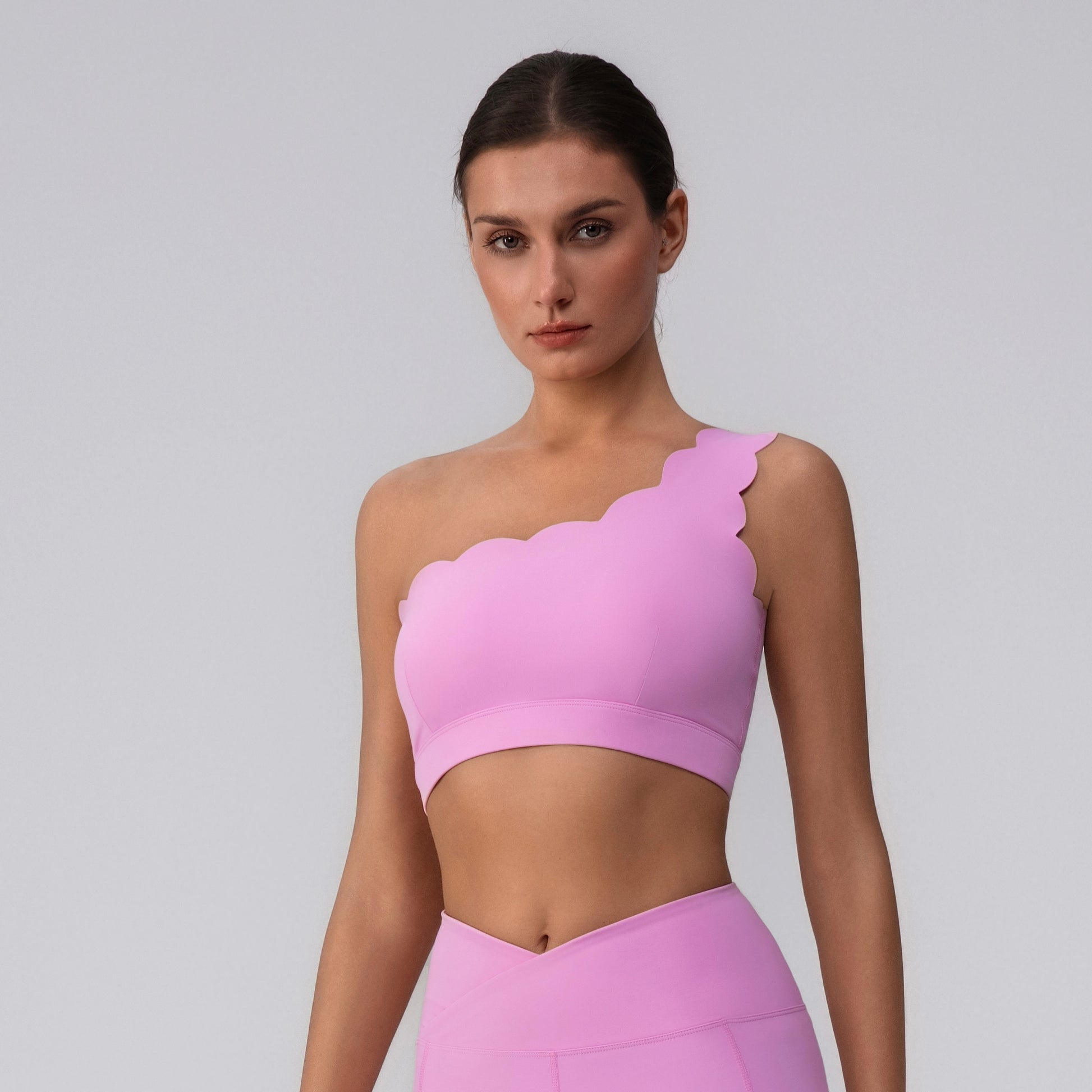 asymmetrical sports bra in pink