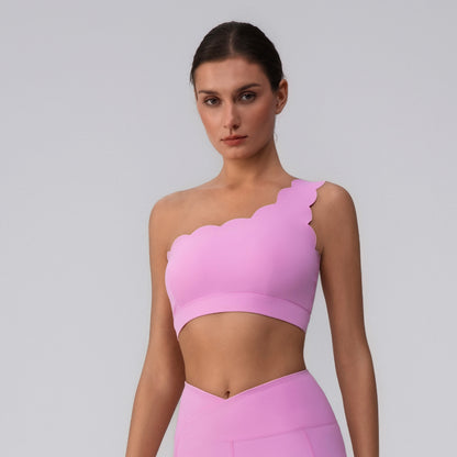 asymmetrical sports bra in pink