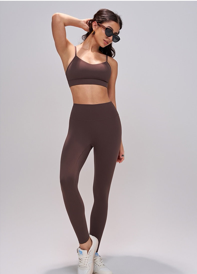 brown athleisure bra top women