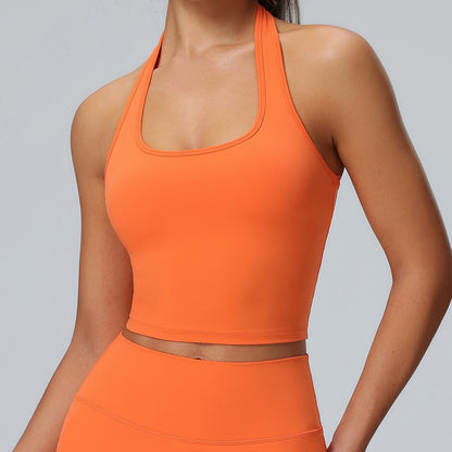 athleisure halter crop top bold colour