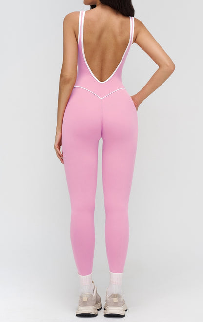 pink athleisure jumpsuit women
