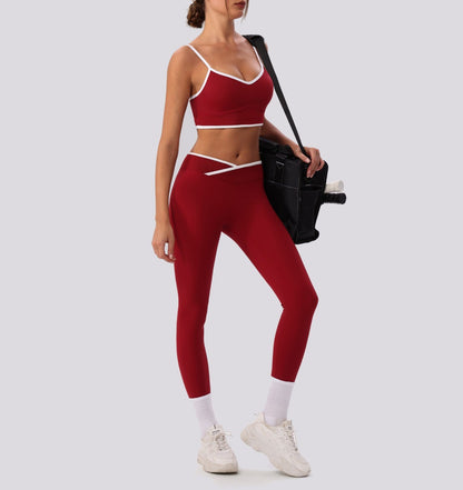 red athleisure leggings women