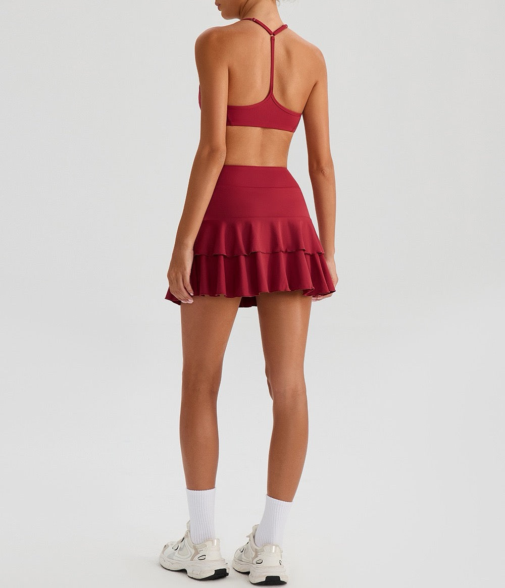athleisure mini skirt red