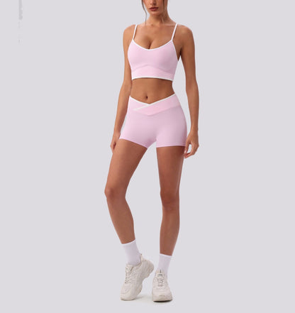 pink athleisure shorts women