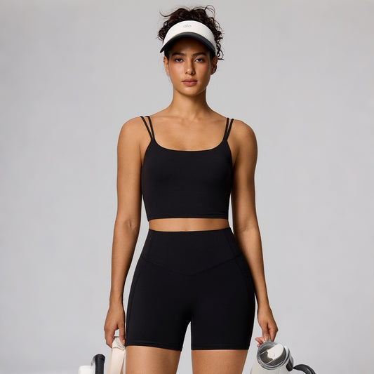 black athletic crop tank
