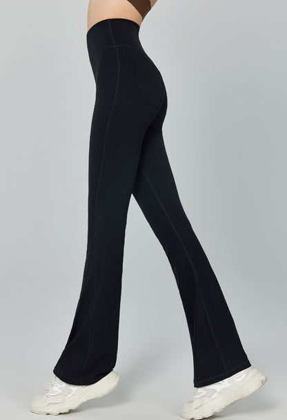 black athletic flared trousers women