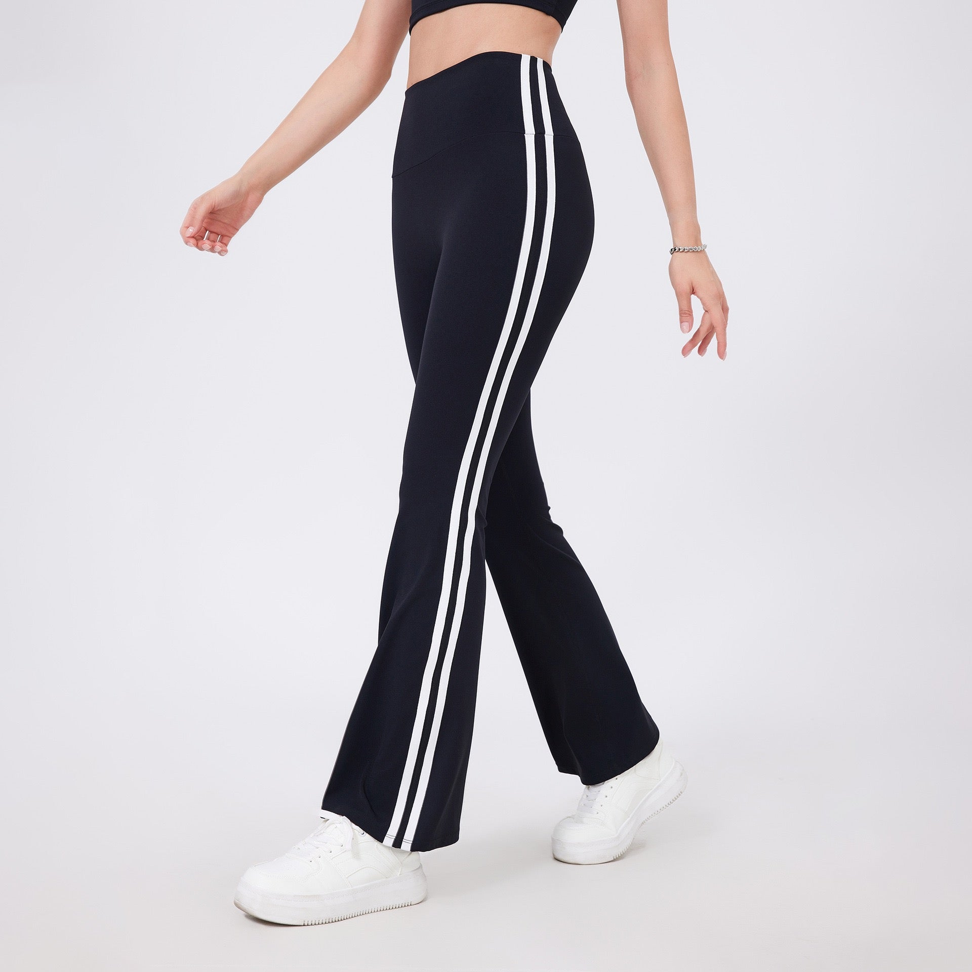 athletic leggings with side stripes