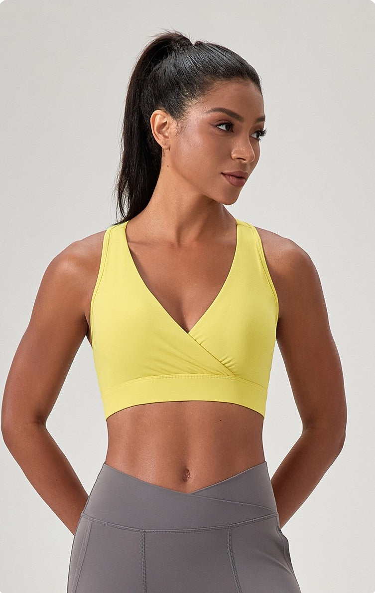yellow athletic sports bra